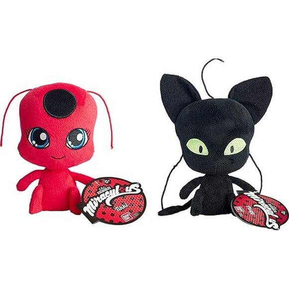 Miraculous Ladybug Cat Noir Plush Set Stuffed Animal Doll TIKKII Plagg Kwami Toy - Picture 1 of 8